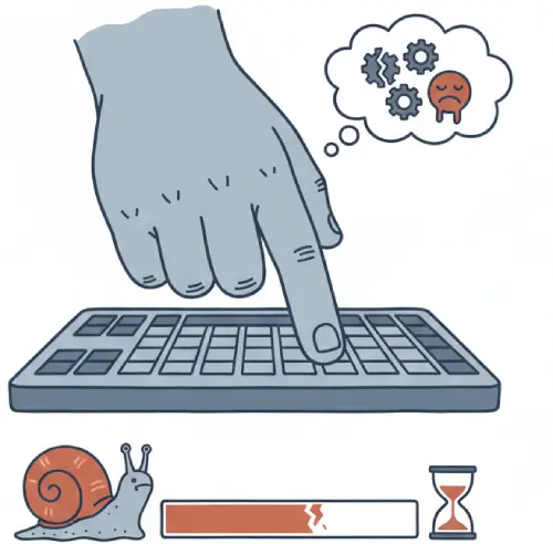 Slow typing illustration - transcription pain point